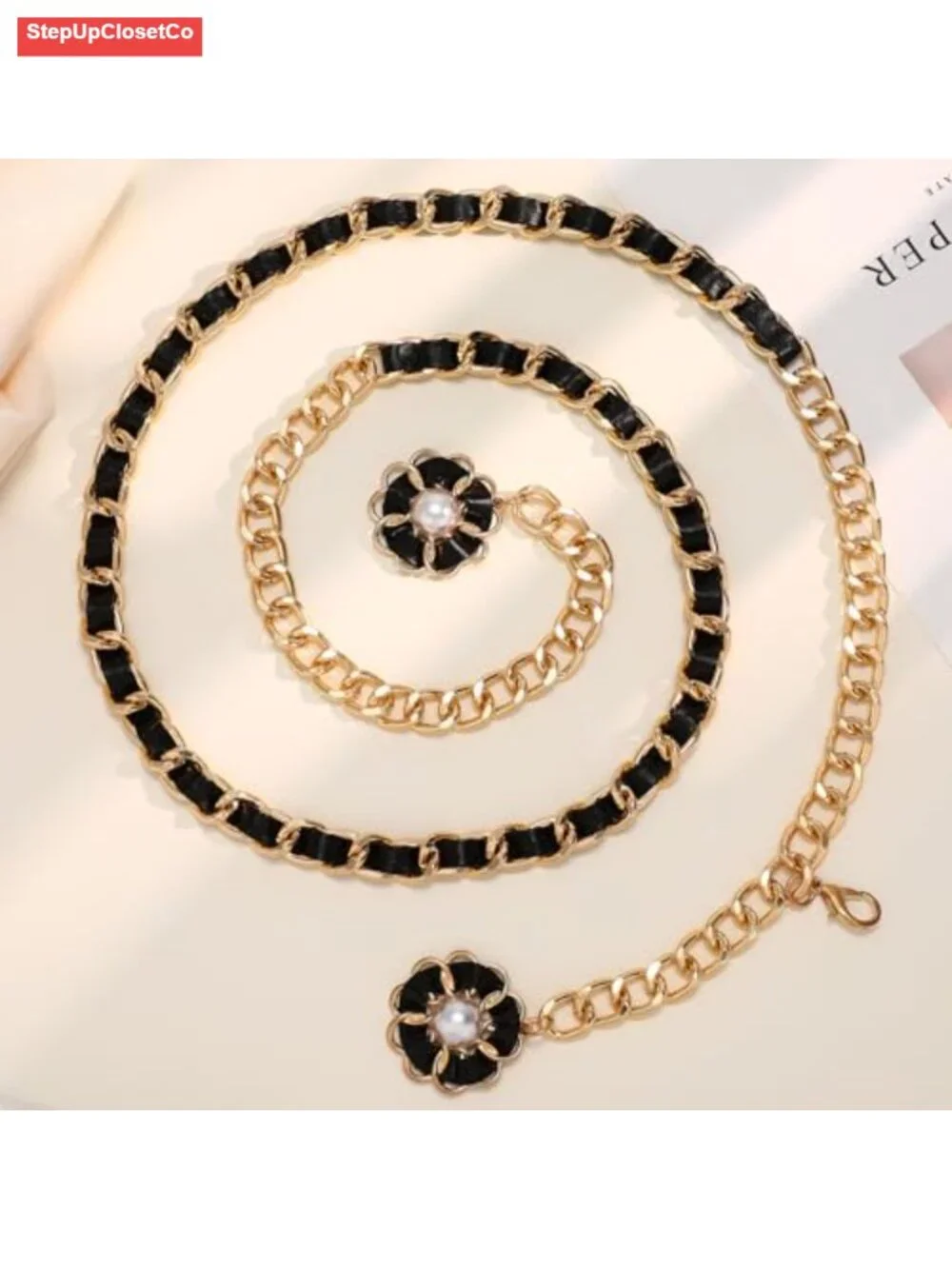 Faux Leather Waist Chain Belt for Women, Adjustable Hip Belt for Jeans Dresses,
